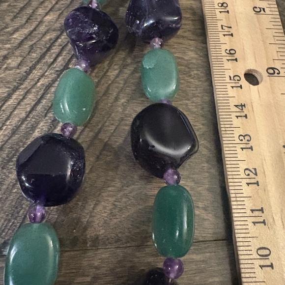 Purple and Green Beaded Pendant Necklace - Picture 3 of 3